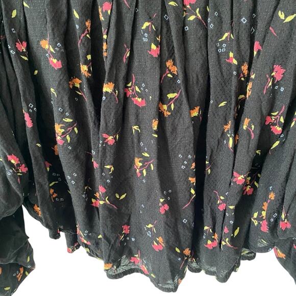 Free People Lady Lou Embroidered Black Blouse size medium Blouse - Picture 8 of 10
